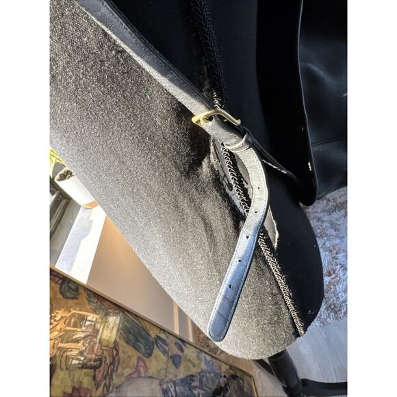 Vintage COACH Black Leather Backpack Daypack Bag Drawstring - Picture 4 of 11